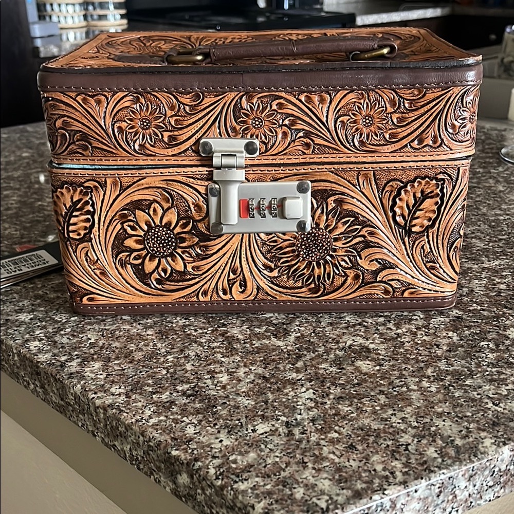 American Darling Carved Leather Jewelry Box